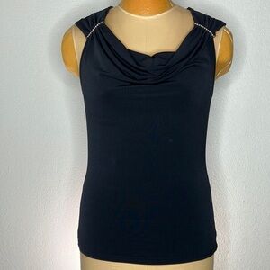 Black Sleeveless Cowl Neck Top